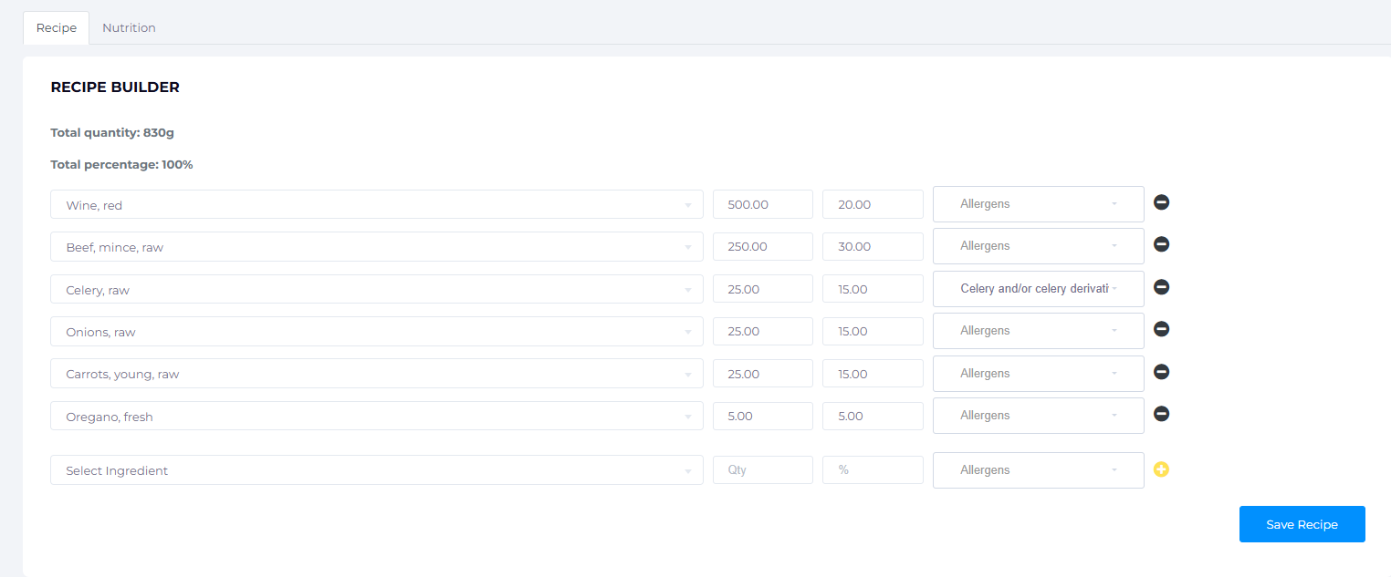 nutritional calculation