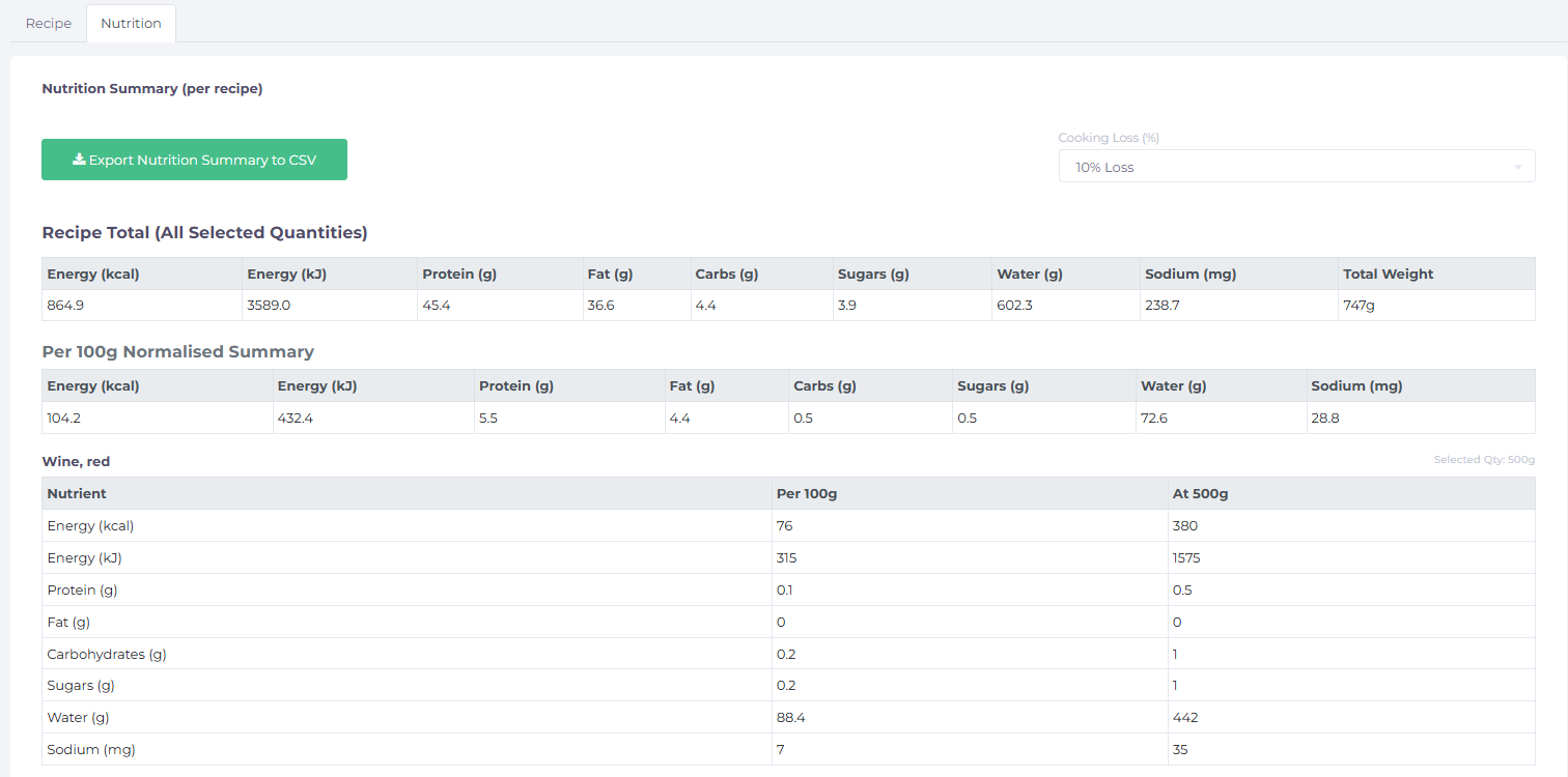 Nutrition Calculator