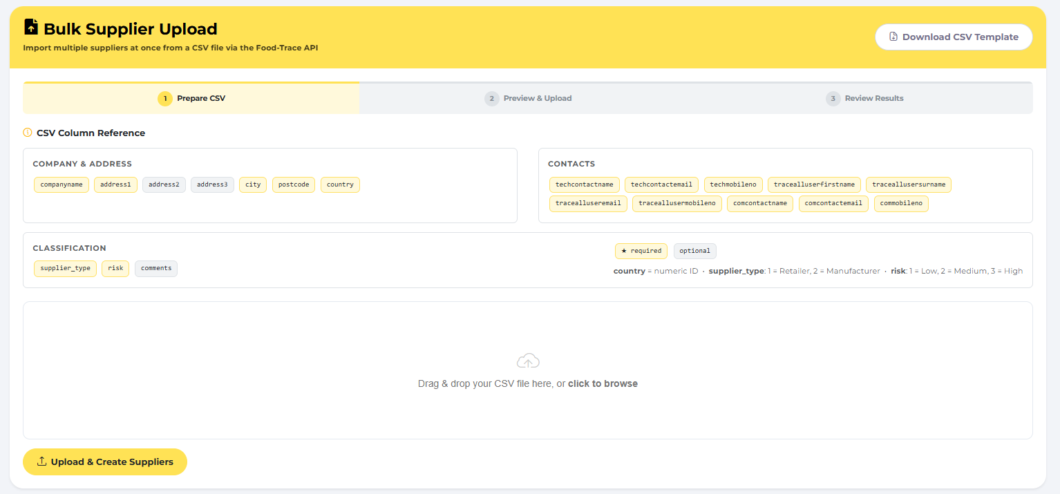 Bulk Supplier Uploads